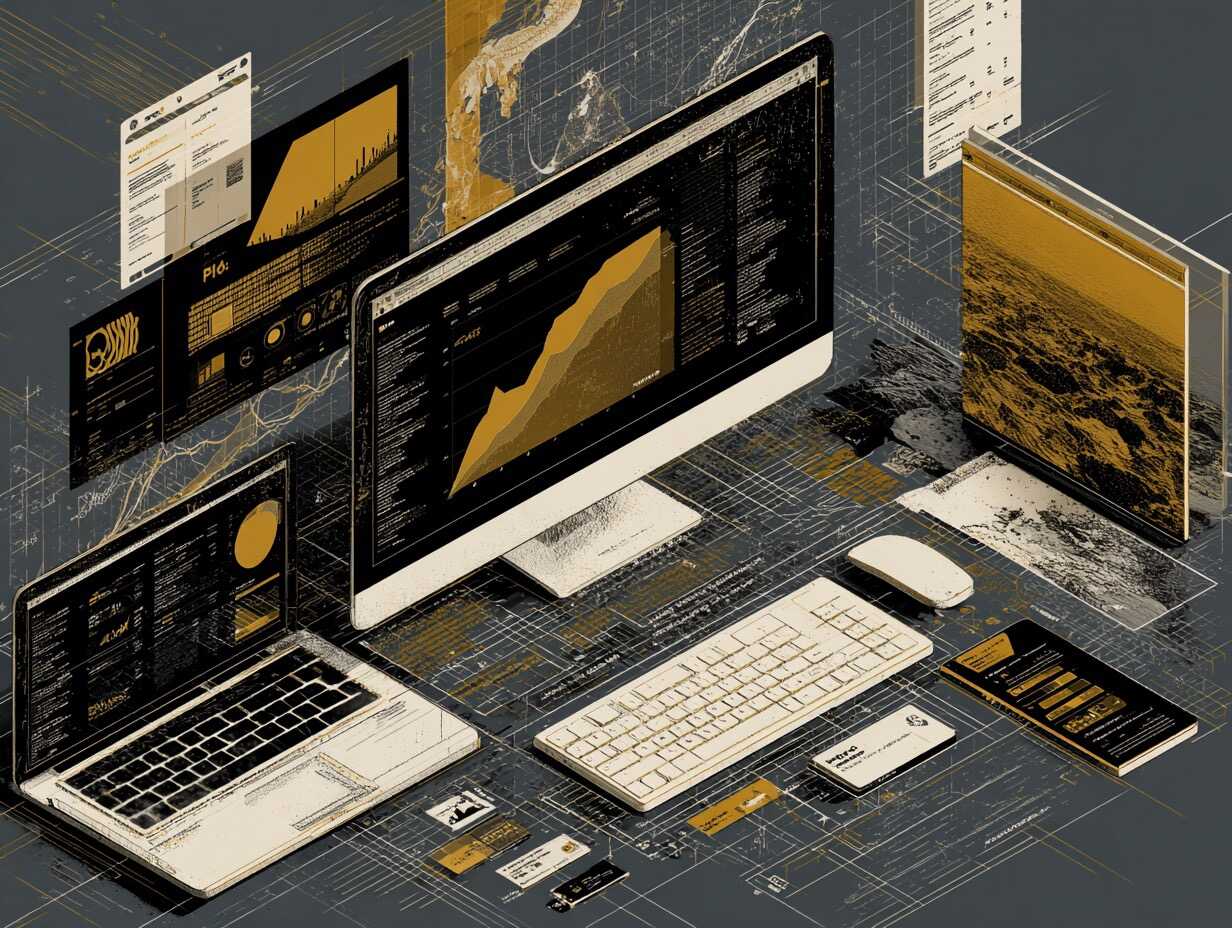 Digital services planning image representing websites, search, software and automation