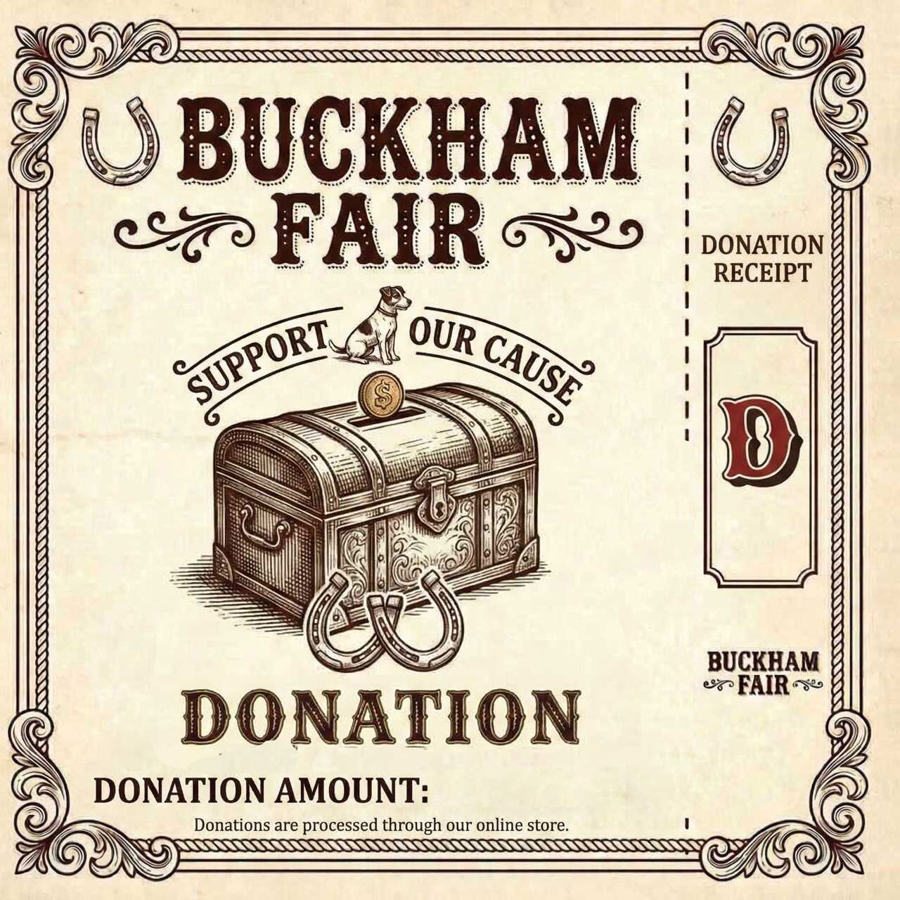 Buckham Fair donation receipt creative graphic