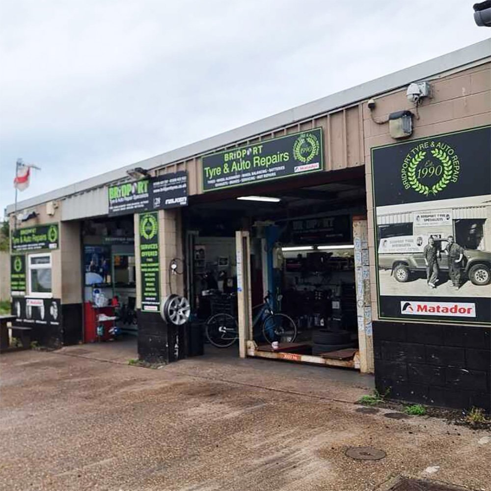 Bridport Tyres workshop entrance at East Road Business Park